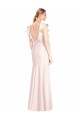 Rose Trompette Bateau Crêpe Stretch Longue Robes demoiselle d'honneur / Robes de bal Outlet
